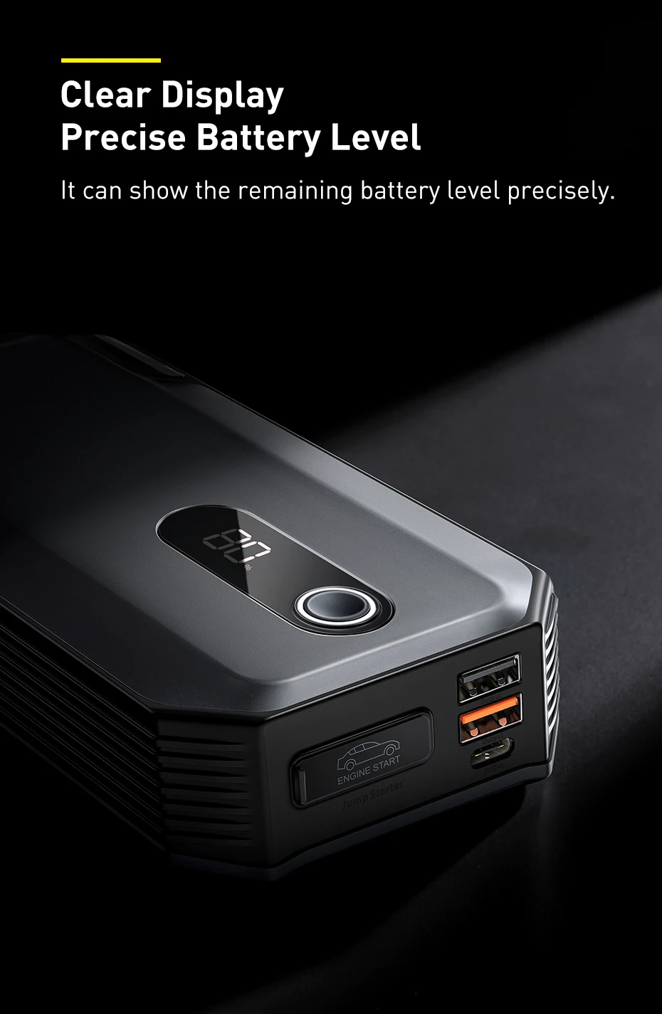 Baseus 2000A Jump Starter Power Bank 20000mAh 15W Fast Charging for iPhone Powerbank Auto Battery Emergency Starting Device