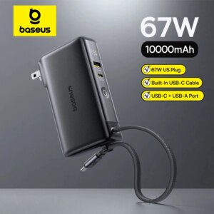 Baseus Nomos NT11 3-in-1 Power Bank 10,000mAh 67W with Wall Plug & Digital Display