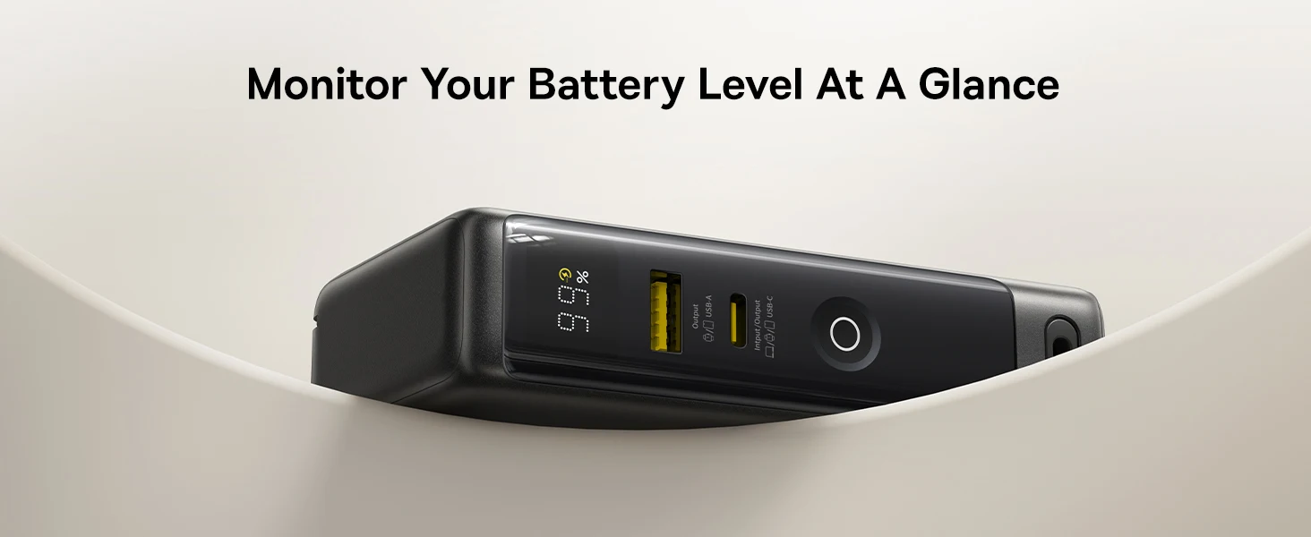 Baseus 67W Power Bank 10000mAh with AC US Wall Plug 3-In-1 Portable Charger Built-In Type C Cable for Fast Charging Powerbank