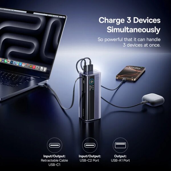 Baseus EnerGeek GR11 Power Bank 10000mAh 100W with Retractable Cable - Image 3