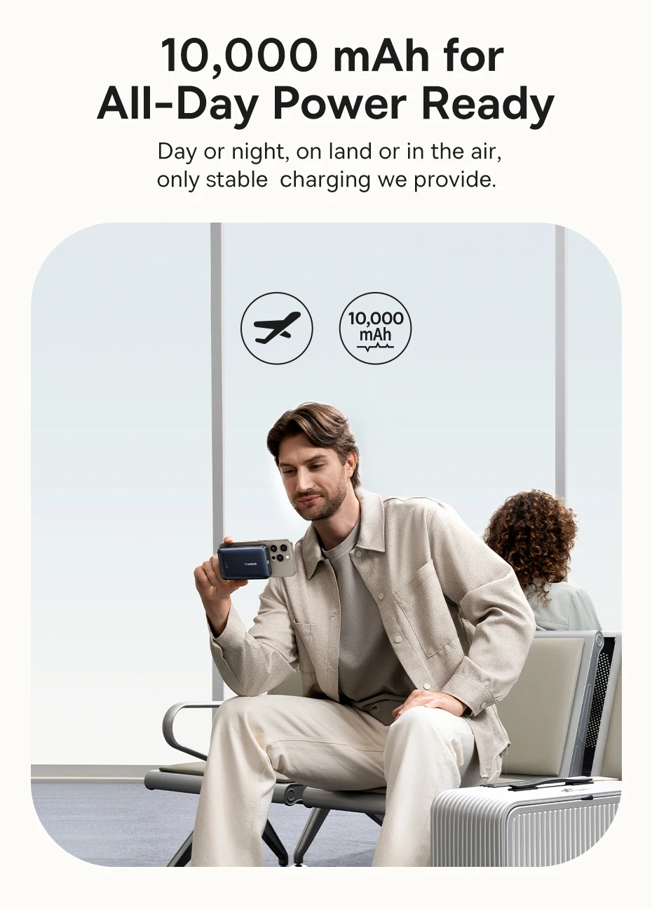 Baseus Nomos 45W 3-in-1 Power Bank 10000mah Qi2 Magnetic Wireless Charging Powerbank with Phone Holder for iPhone 12-16 Pro Max