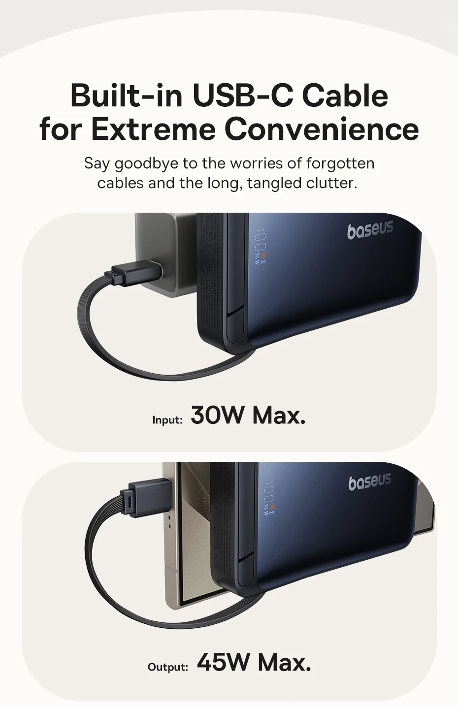 Baseus Nomos 45W 3-in-1 Power Bank 10000mah Qi2 Magnetic Wireless Charging Powerbank with Phone Holder for iPhone 12-16 Pro Max