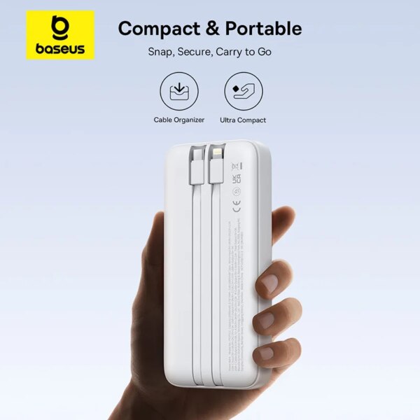 Baseus Lipow Dual-Cable Power Bank 20000mAh with Digital Display 22.5W Fast Charging - Image 2
