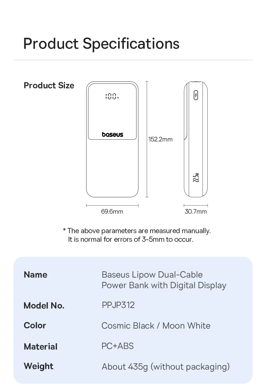 Baseus Power Bank 20000mAh PD 22.5W Fast Charging Phone External Battery Powerbank Charger for Xiaomi Poco iPhone Samsung iPad