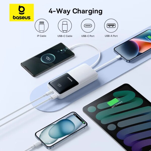 Baseus Lipow Dual-Cable Power Bank 20000mAh with Digital Display 22.5W Fast Charging - Image 6