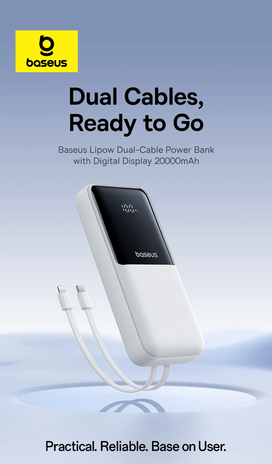 Baseus Power Bank 20000mAh PD 22.5W Fast Charging Phone External Battery Powerbank Charger for Xiaomi Poco iPhone Samsung iPad