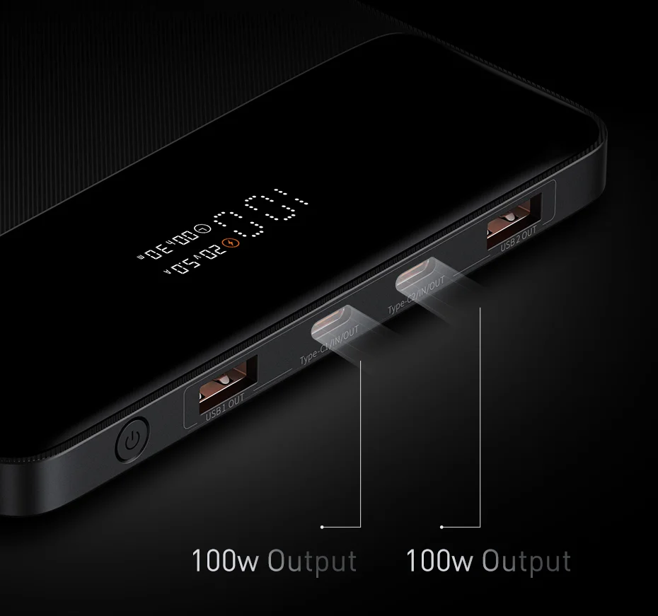 Baseus 100W Power Bank 20000mAh Type C PD Fast Charging Powerbank Portable External Battery Charger for Notebook with 100W Cable