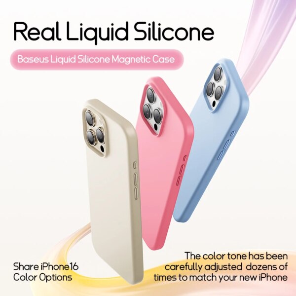 Baseus Liquid Silicone Magnetic Case for iPhone 16 15 14 Series | 0.2mm Ultra Thin MagSafe Compatible - Image 2