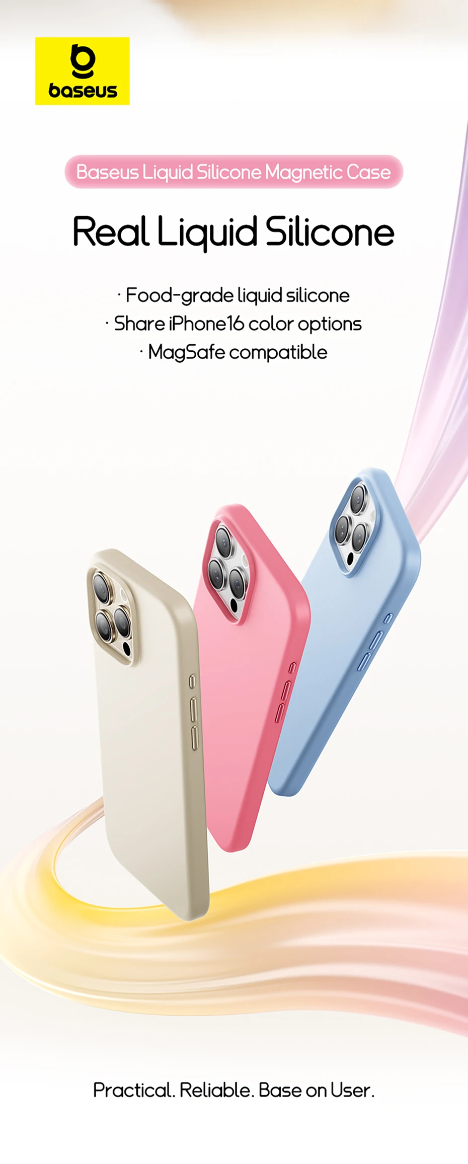 Baseus Liquid Silicone Magnetic Case For iPhone 16 15 14 Pro Max Plus for MagSafe Wireless Charging Skin-Friendly Smooth Cover