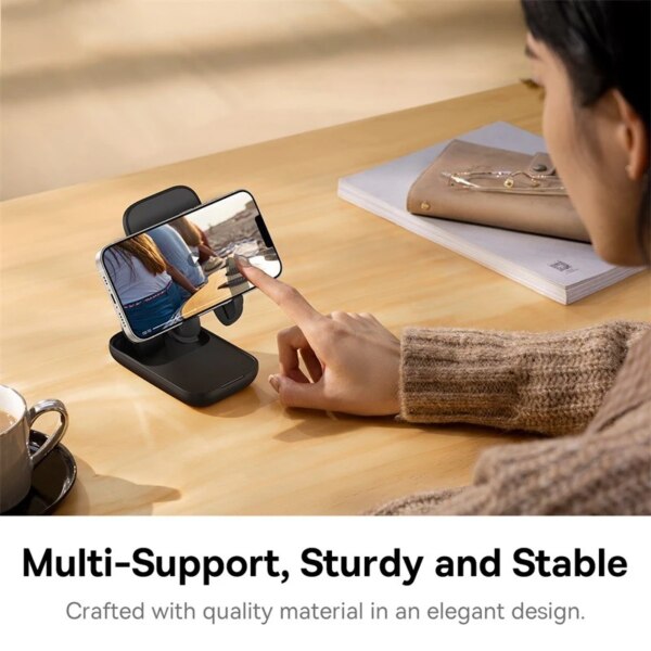 Baseus Adjustable Phone Stand Holder with Built-in Mirror, 4 Colors - Image 3