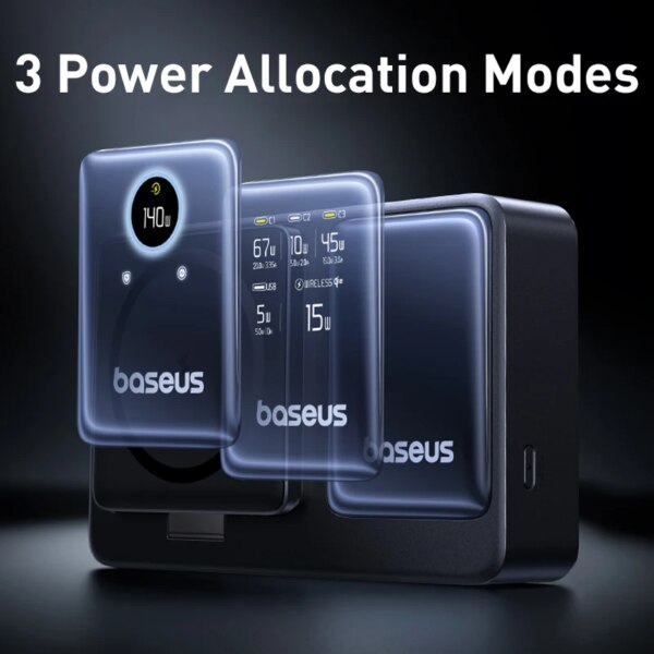 Baseus Nomos Qi2 5-in-1 Desktop Charger 140W with Retractable Cable and Digital Display - Image 6