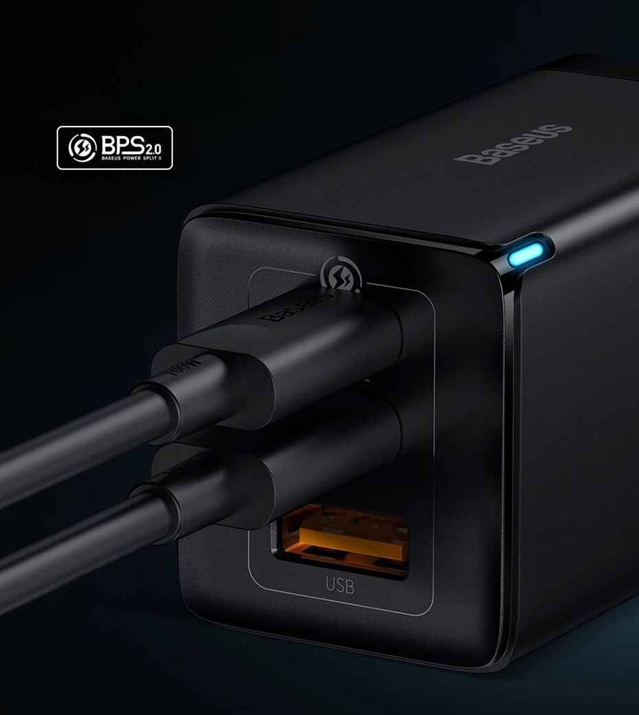 Baseus 65W GaN Charger Quick Charge Type C PD Charger USB Charger with QC4.0 Portable Fast Charger For Laptop iPhone 16 15 14 13