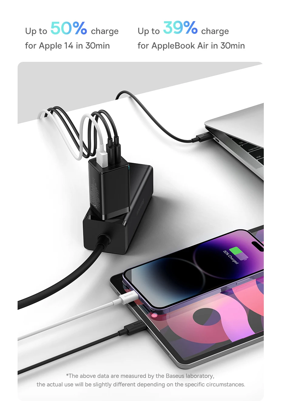 Baseus 65W GaN Charger Quick Charge Type C PD Charger USB Charger with QC4.0 Portable Fast Charger For Laptop iPhone 16 15 14 13