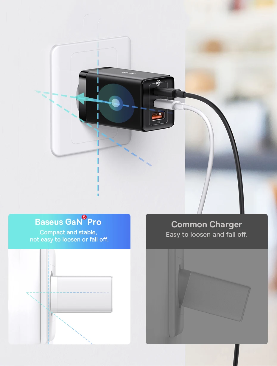 Baseus 65W GaN Charger Quick Charge Type C PD Charger USB Charger with QC4.0 Portable Fast Charger For Laptop iPhone 16 15 14 13