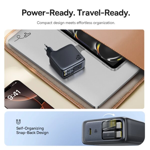 Baseus EnerCore CJ21 67W GaN Retractable USB-C Fast Charger with Triple Port - Image 6