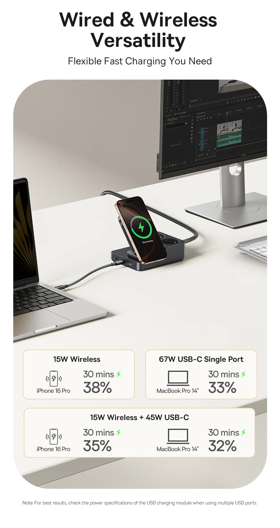 Baseus 67W 6 in 1 Fast Charger Power Strip Qi2 15W Magnetic Charging 2 AC Socket For Laptop Tablet iPhone Samsung Xiaomi