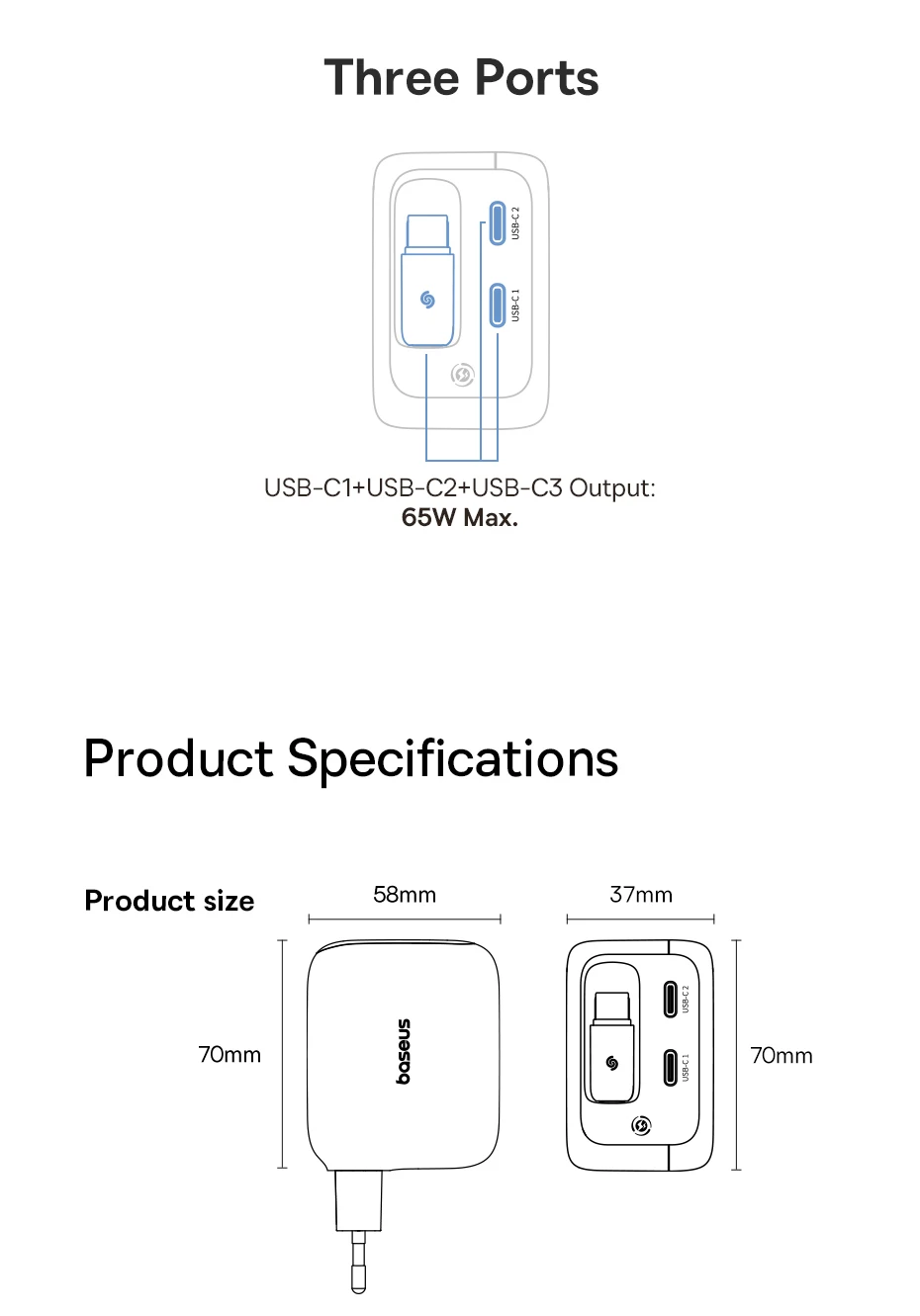 【New Sale】Baseus Enercore 67W Fast Charger Retractable USB C Charger For iPhone Samsung Xiaomi Quick Charger Travel Charger
