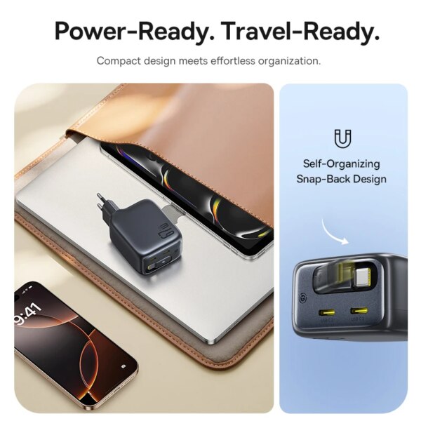 Baseus EnerCore CJ11 67W Retractable USB-C Fast Charger with Triple Port - Image 6
