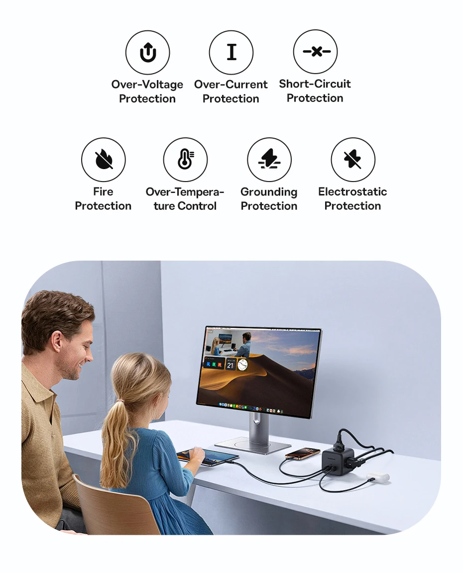 Baseus 67W GaN Fast Charger Power Strip 3AC 3680W Outlet USB-C Fast Charging Desktop Station For Laptop iPhone Samsung Xiaomi