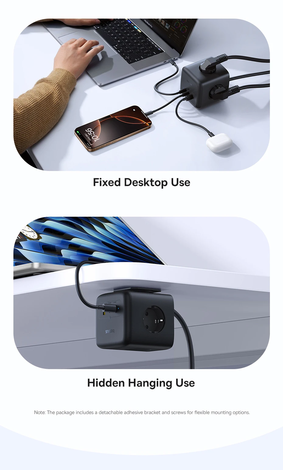 Baseus 67W GaN Fast Charger Power Strip 3AC 3680W Outlet USB-C Fast Charging Desktop Station For Laptop iPhone Samsung Xiaomi