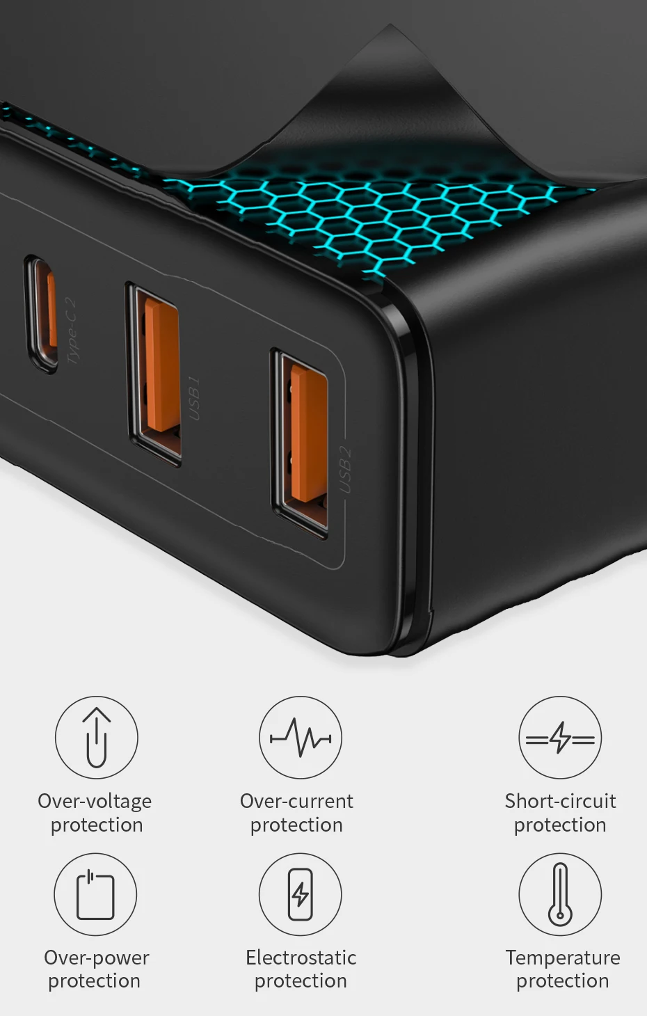 Baseus GaN Charger 100W USB Type C PD Fast Charger with Quick Charge 4.0 USB Phone Charger For MacBook Laptop iPhone 16 15 14