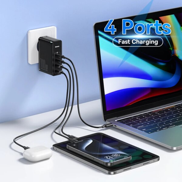 Baseus GaN2 Pro 100W Quick Charger 4-Port USB C PD Fast Wall Charger - Image 2