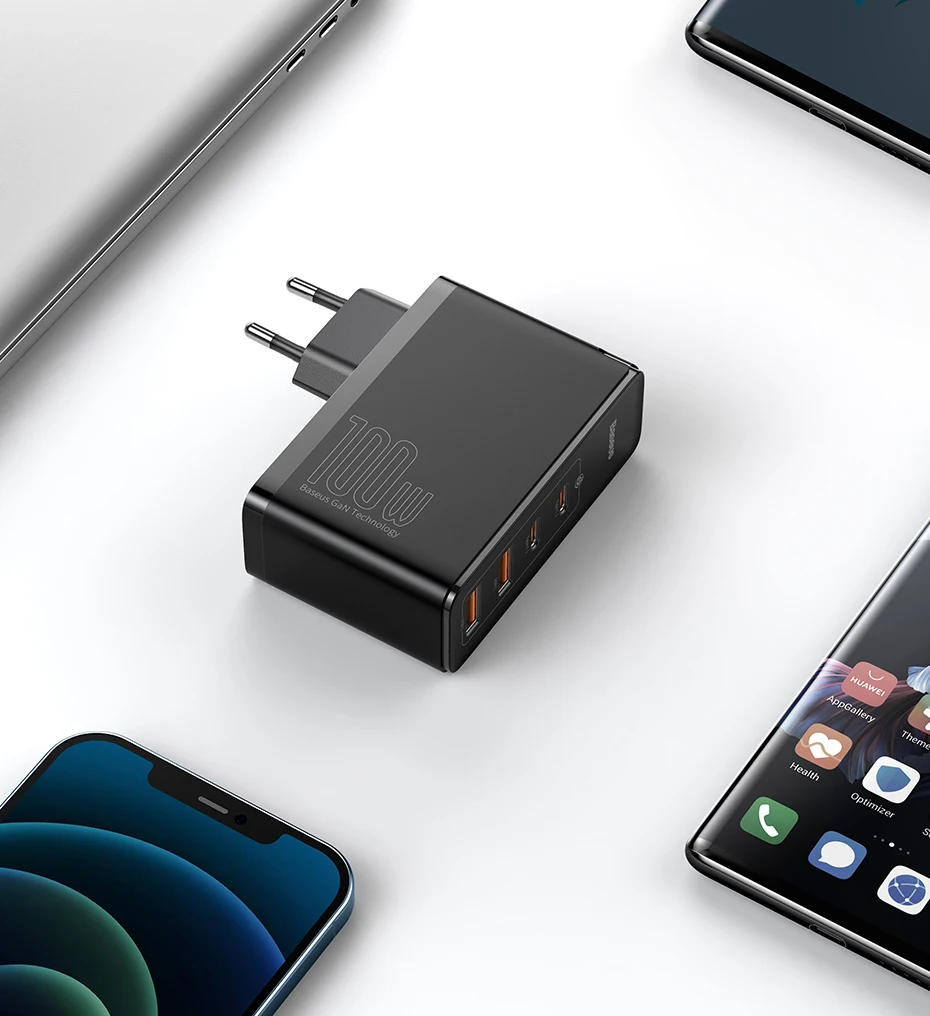 Baseus GaN Charger 100W USB Type C PD Fast Charger with Quick Charge 4.0 USB Phone Charger For MacBook Laptop iPhone 16 15 14