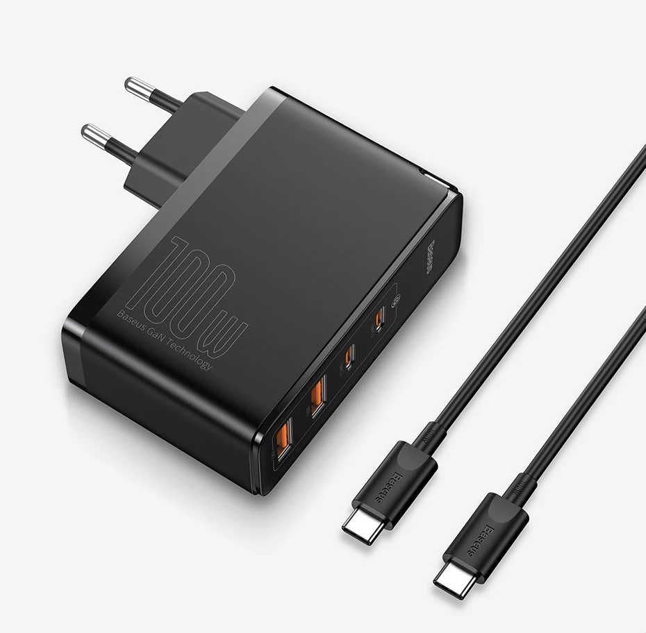 Baseus GaN Charger 100W USB Type C PD Fast Charger with Quick Charge 4.0 USB Phone Charger For MacBook Laptop iPhone 16 15 14