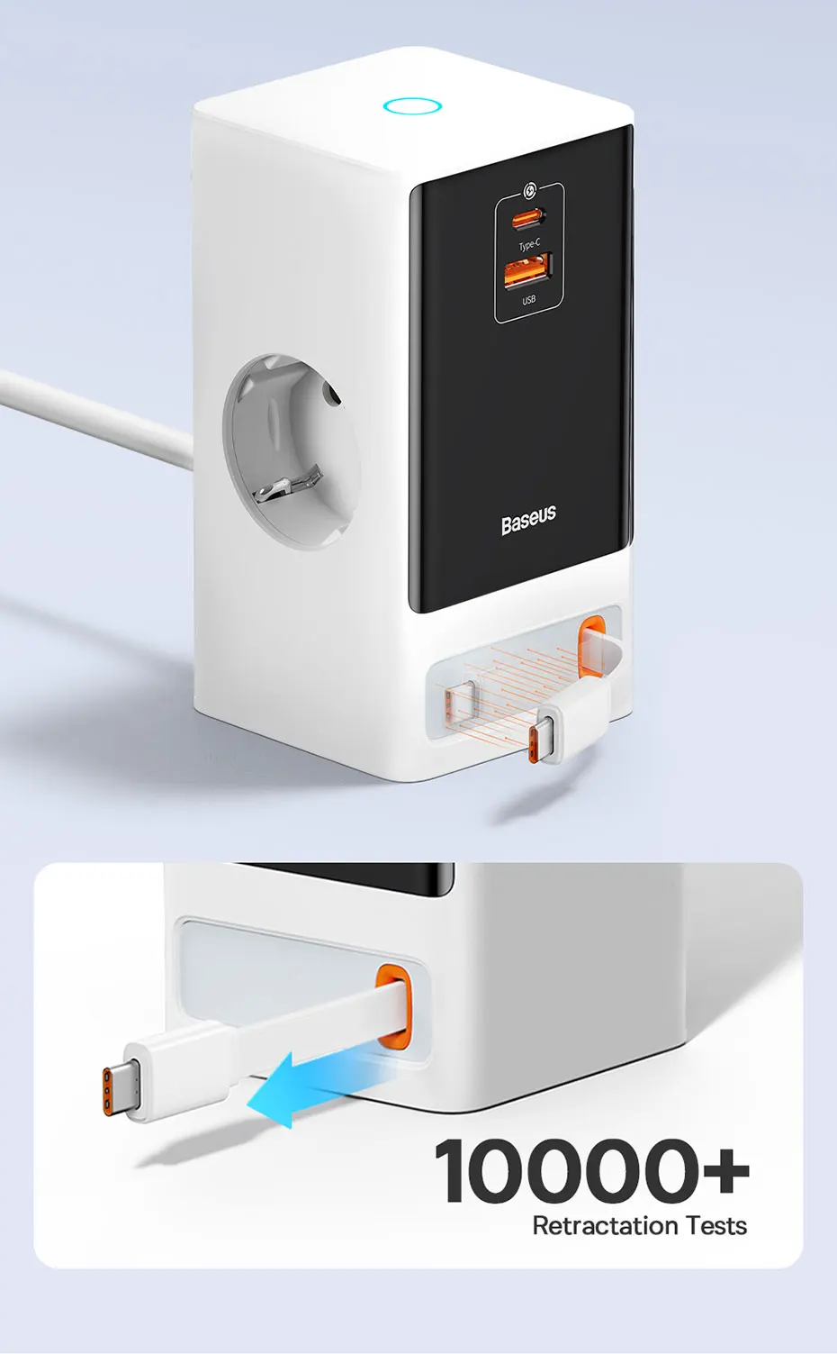 Baseus 65W GaN Charger Digital Desktop Fast Power Strip 4000W 2AC Sockets APP Remote Control For Laptop Tablet iPhone Samsung