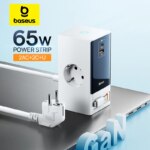 Baseus 65W PowerCombo Smart Digital Power Strip with GaN Tech, Retractable Cable & App Control