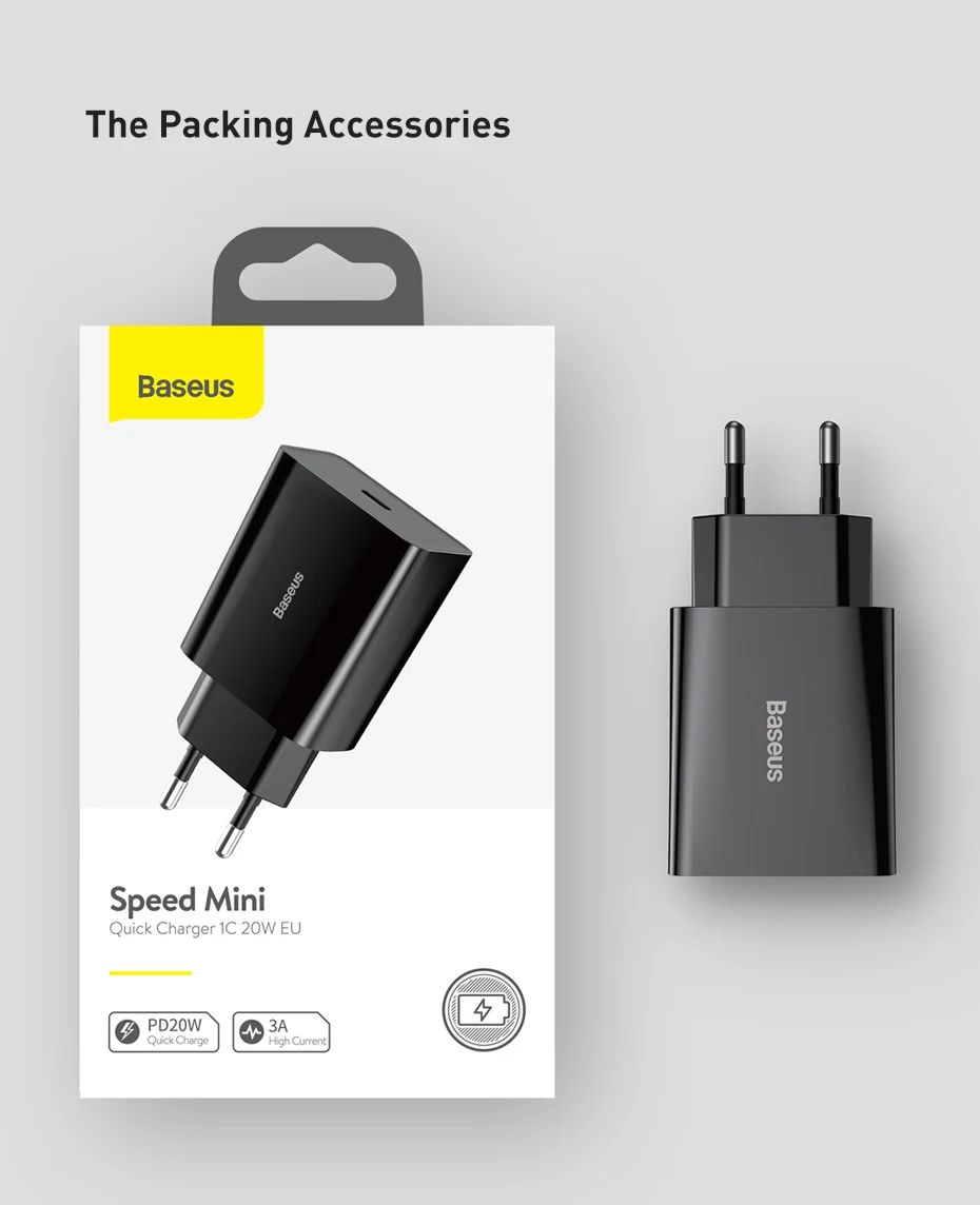 Baseus 20W Quick Charge QC 3.0 PD USB Type C Fast Charging Charger for iPhone 16 15 14 13 12 X Xiaomi Samsung Phone PD Charger
