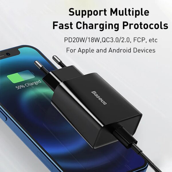 Baseus 20W PD Fast Charger Mini Wall Charger USB-C Power Adapter for iPhone 16 15 14 13 12 X Xiaomi Samsung - Image 5