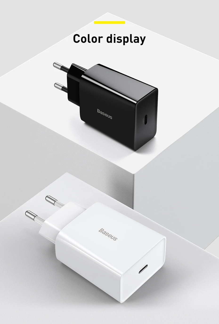 Baseus 20W Quick Charge QC 3.0 PD USB Type C Fast Charging Charger for iPhone 16 15 14 13 12 X Xiaomi Samsung Phone PD Charger