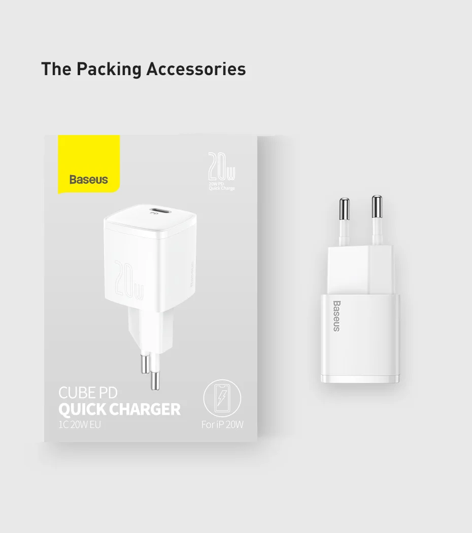 Baseus USB Type C Charger 20W Portable USB C Charger Support Type C PD Fast Charging For iPhone 16 15 14 13 12 Pro Max Tablets