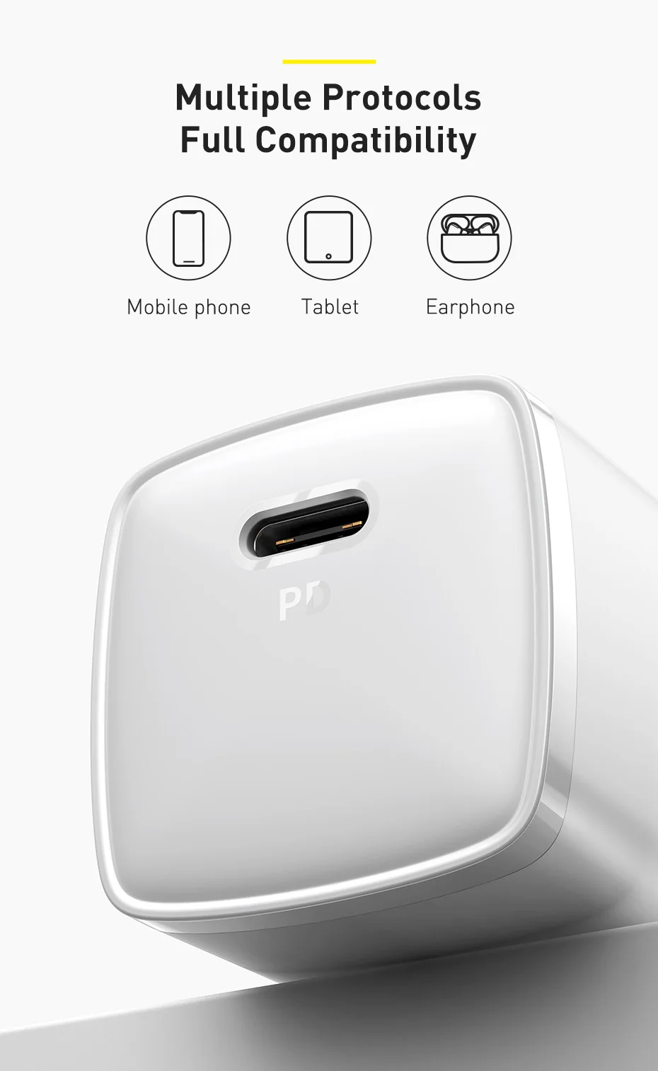 Baseus USB Type C Charger 20W Portable USB C Charger Support Type C PD Fast Charging For iPhone 16 15 14 13 12 Pro Max Tablets