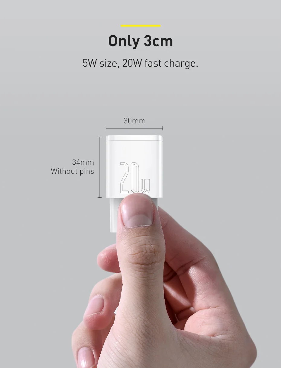 Baseus USB Type C Charger 20W Portable USB C Charger Support Type C PD Fast Charging For iPhone 16 15 14 13 12 Pro Max Tablets
