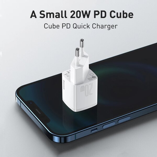 Baseus 20W PD Cube Mini Fast Charger for Apple iPhone 12 11 Pro Max - Image 2