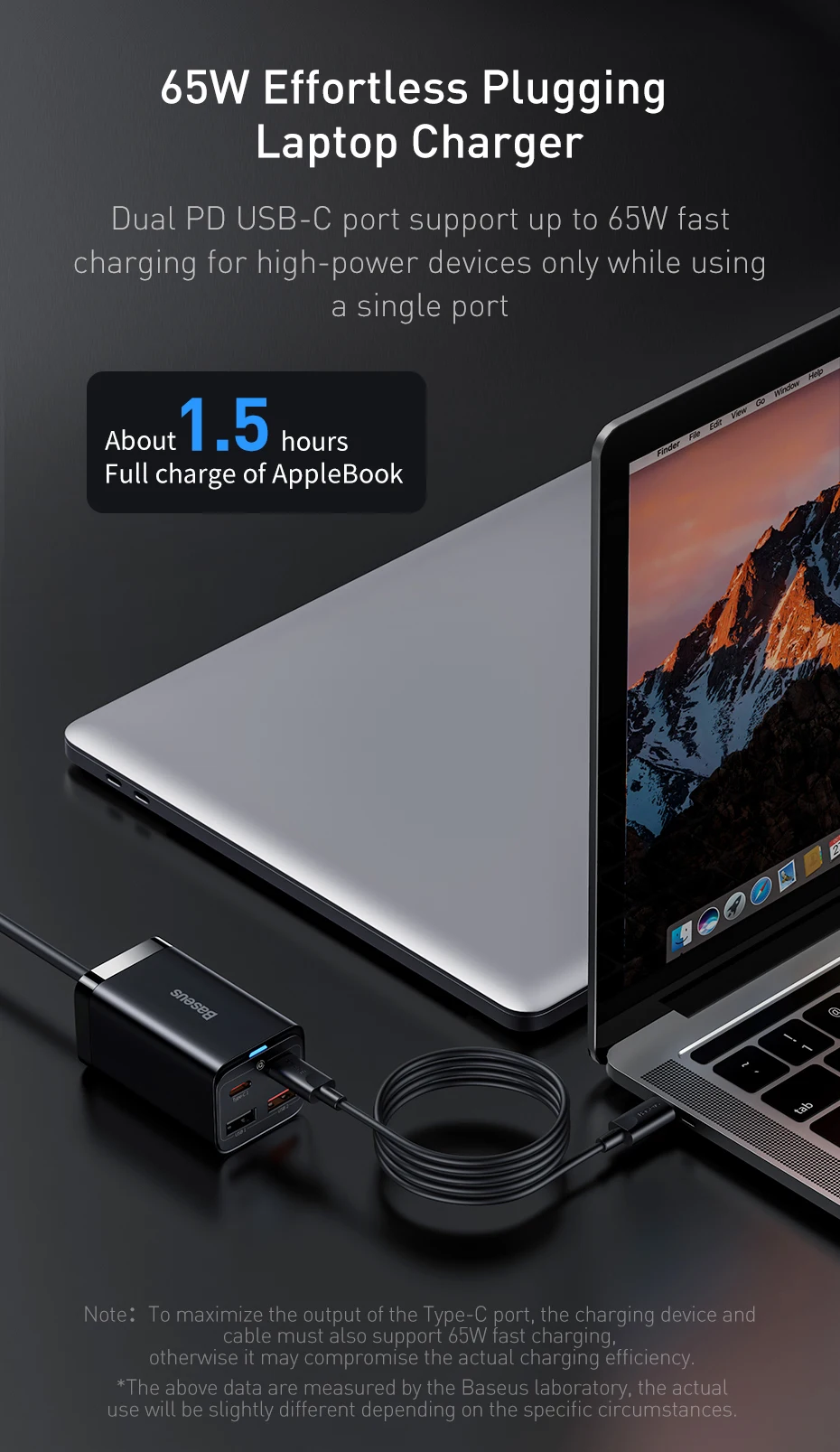 【Limited】Baseus 65W Desktop Charger For Laptop Tablet Fast Charger For Samsung POCO Oneplus iPhone Phone Charger GaN Charger