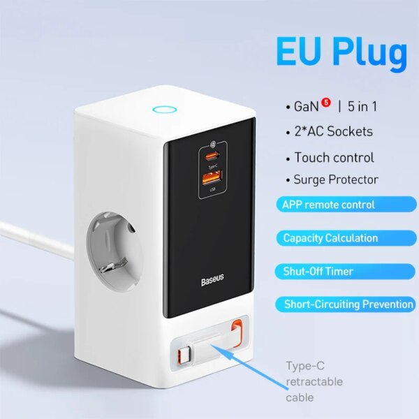 Baseus 65W GaN3 Pro Desktop Fast Charger 4-Port USB-C PD Adapter - Image 5