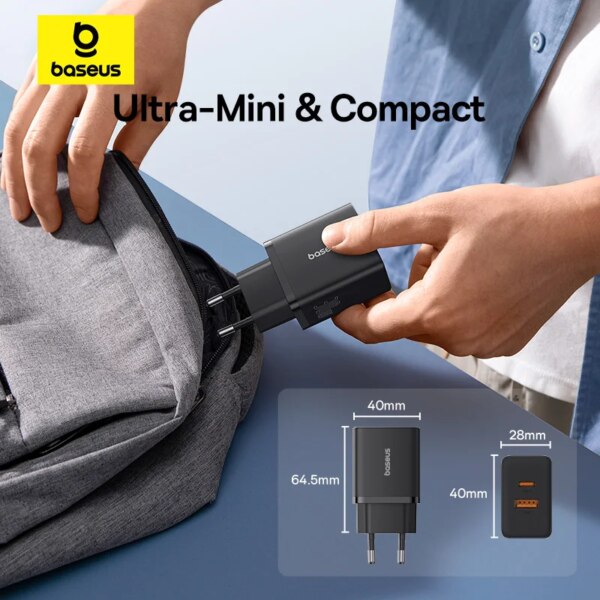 Baseus Cube 30W Fast Charger Dual Port USB-C PD Wall Charger Block - Image 4