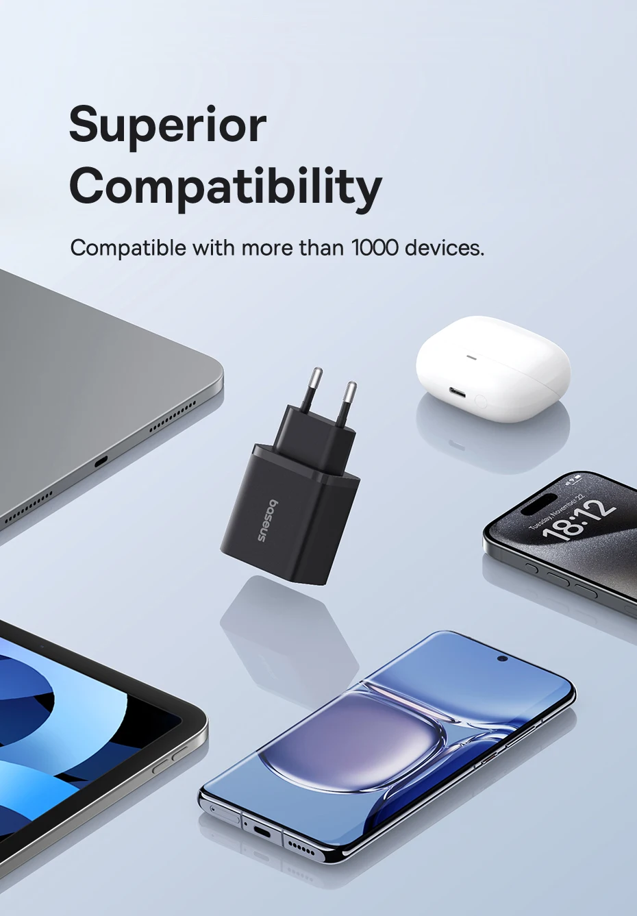 Baseus GaN Charger 30W USB Type C Fast Charger PD USB C Quick Charge 3.0 Dual Port Phone Charge for iPhone 15 14 13 12 Macbook