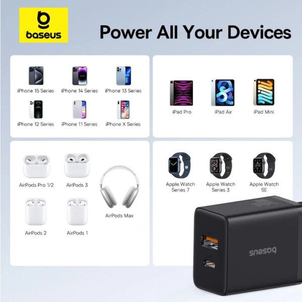 Baseus Cube 30W Fast Charger Dual Port USB-C PD Wall Charger Block - Image 5
