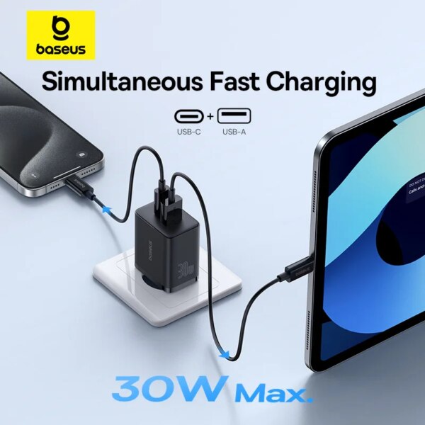 Baseus Cube 30W Fast Charger Dual Port USB-C PD Wall Charger Block - Image 2