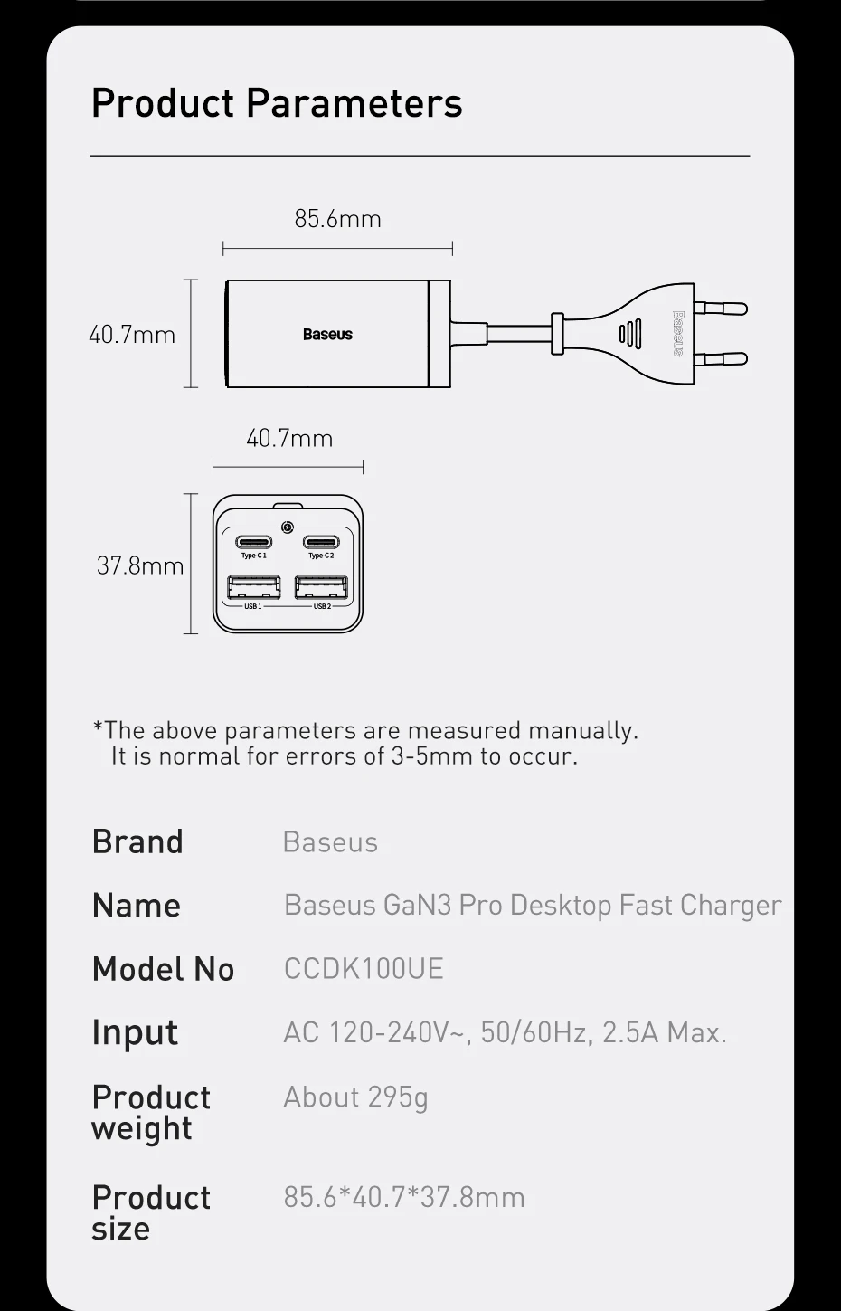 Baseus 100W 65W GaN Charger Desktop Laptop Fast Charger 4 in 1 Adapter For iPhone 16 15 14 13 12 Pro Max Phone Charger Samsung