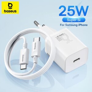 Baseus Super Si 25W Mini Fast Charger with Type-C Cable for Samsung Phones
