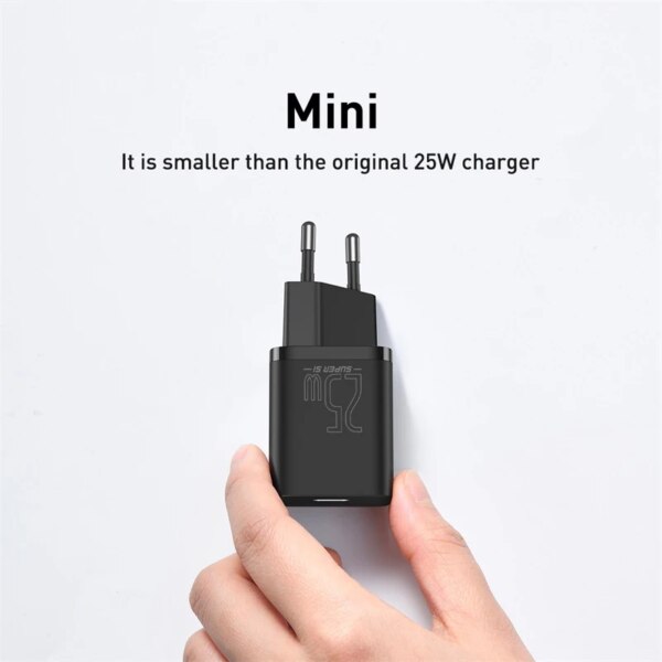 Baseus Super Si 25W Mini Fast Charger with Type-C Cable for Samsung Phones - Image 4