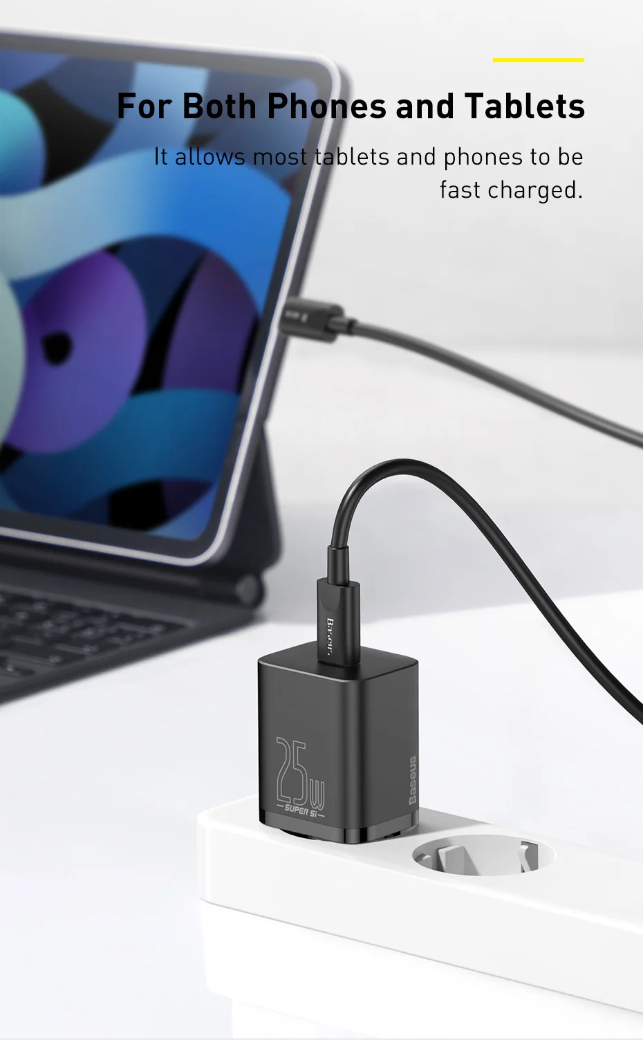 Baseus USB C Charger 25W Support Type C PD Fast Charging Portable Phone Charger For iPhone 15 14 13 Pro Max Samsung S22 Tablet