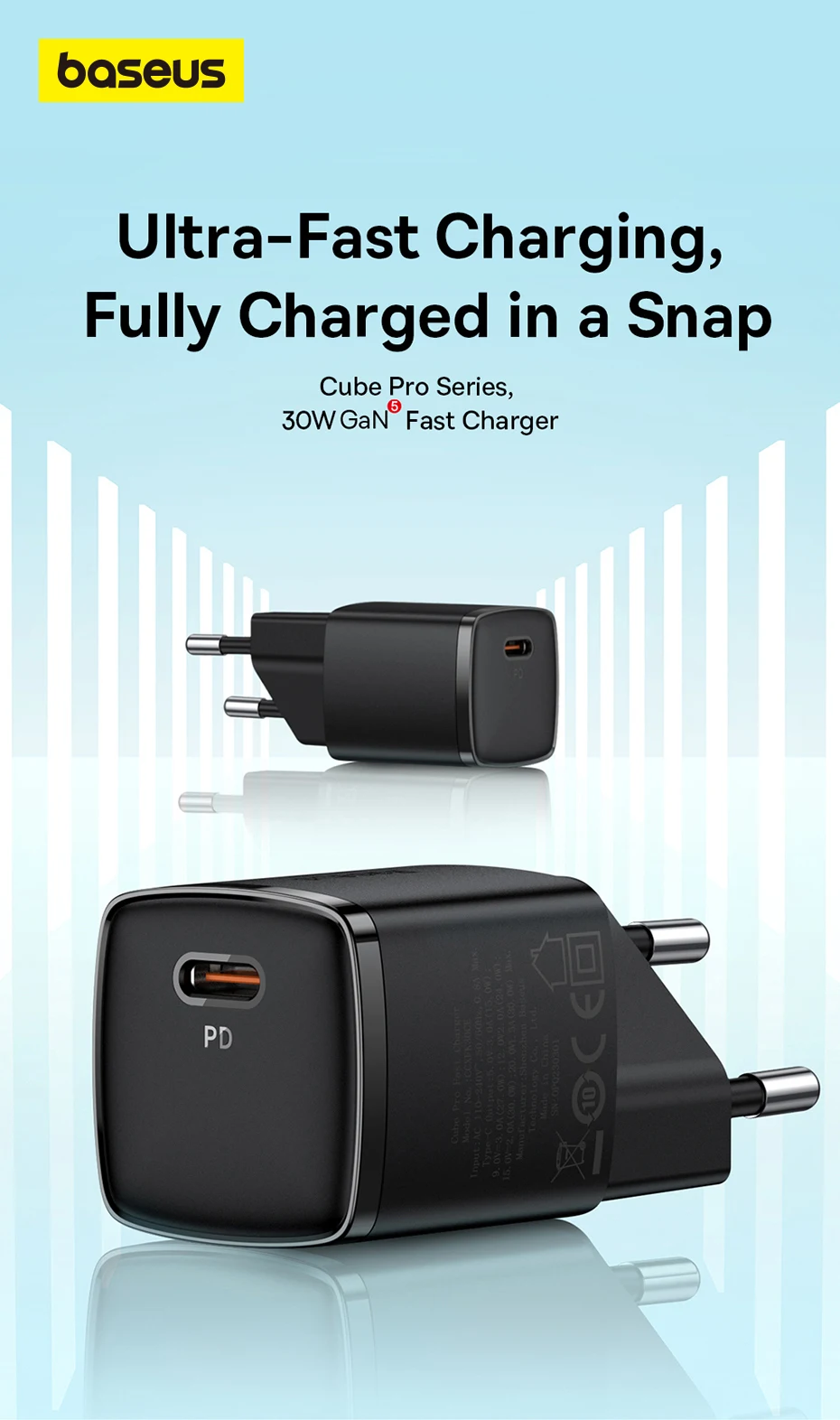 Baseus 30W GaN Charger PD Fast USB Type C Charger USB C PD3.0 QC3.0 PPS Quick Charging For iPhone 15 14 13 12 11 Pro Max Tablets