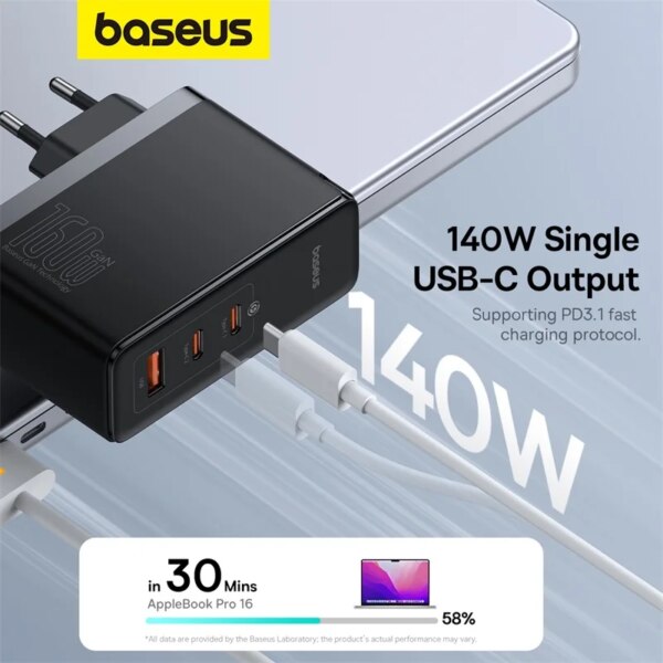 Baseus 160W GaN PD3.1 Fast Charger 3-Port USB-C Wall Charger - Image 2
