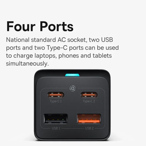 Baseus GaNPro 65W Desktop Power Strip with AC Outlet and 4 USB Ports - Image 4
